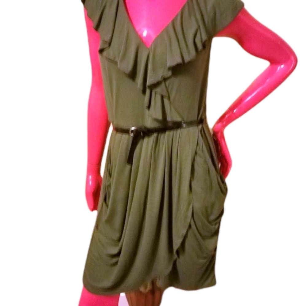 Bisou Bisou by Michele | Gathered Ruffle Knit Dress Size 14